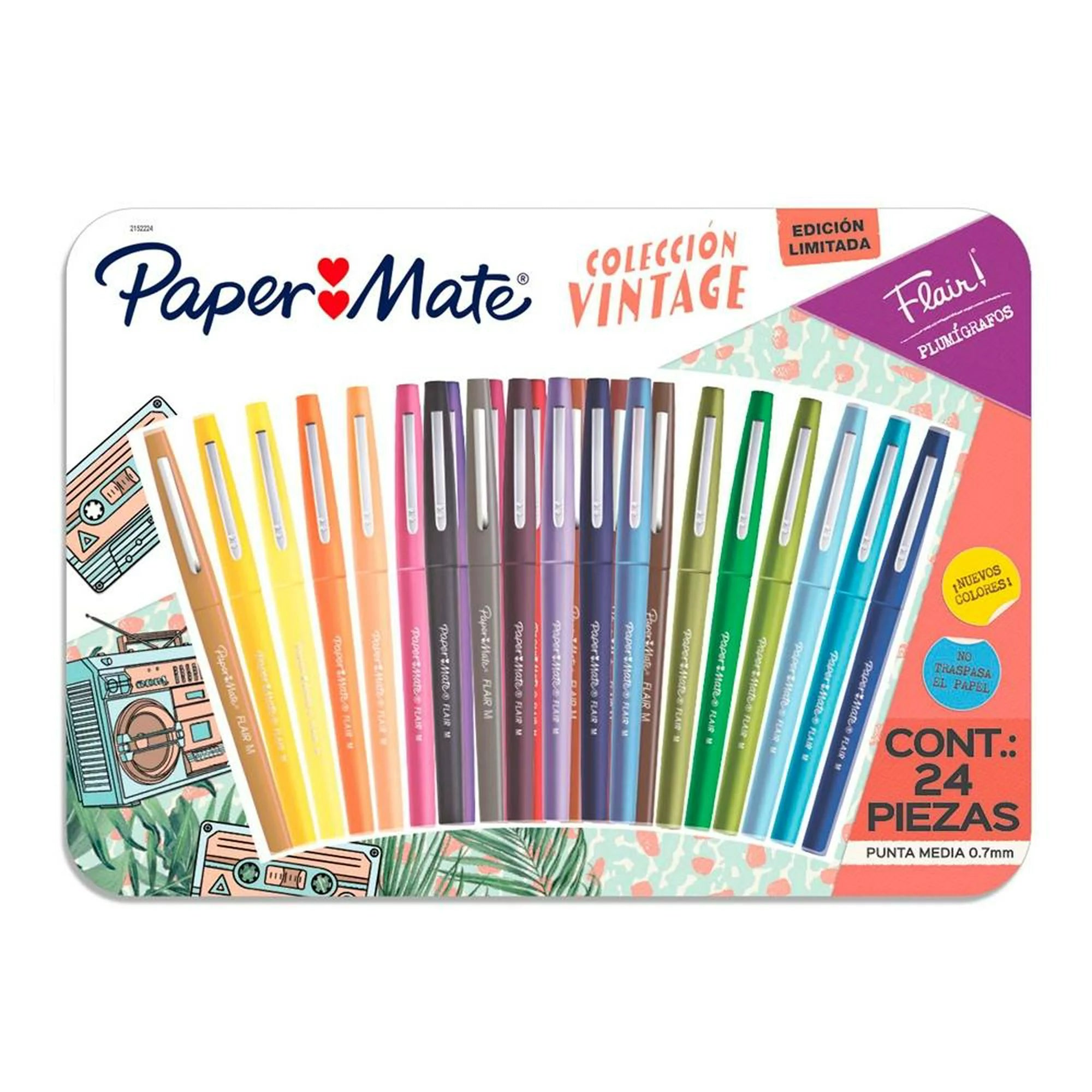 Plumigrafos Paper Mate Flair Coleccion Vintage 0.7mm 24 Piezas