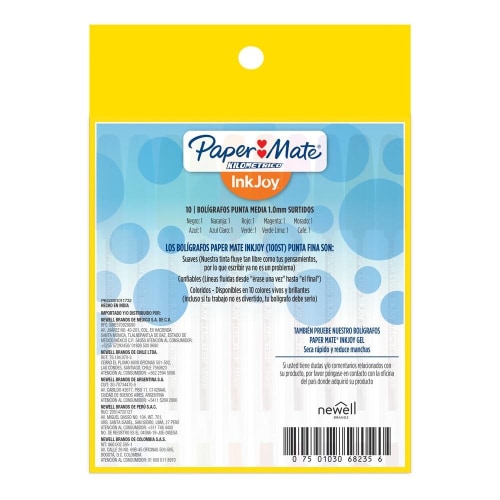 Bolígrafos Paper Mate InkJoy Kilométrico Punta Medio 10 Piezas