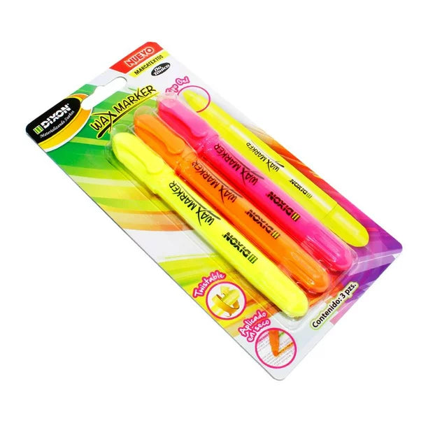 Marcatextos Wax Marker Dixon Marcador Tipo Gel Twistable 3 Piezas