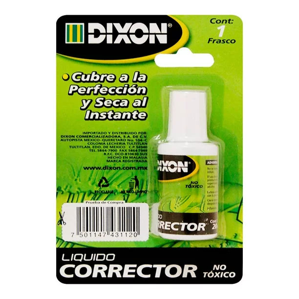 Corrector Líquido Dixon Frasco C/ Brocha Secado Rápido 20ml