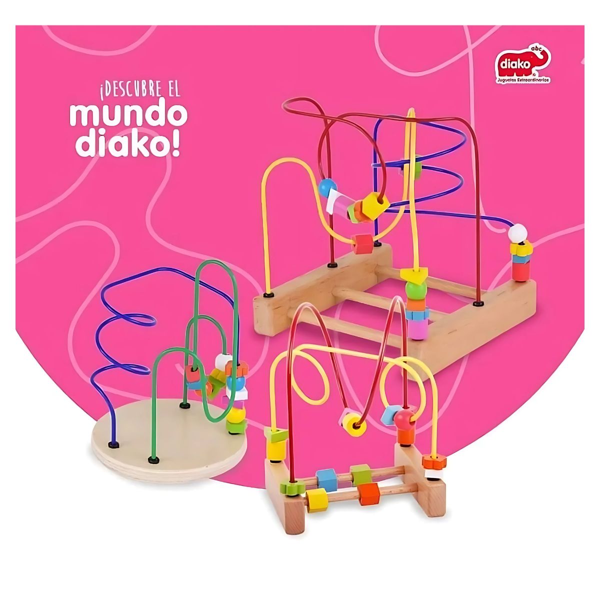 Laberinto Tres Caminos Didactico de Madera Diako Biyu