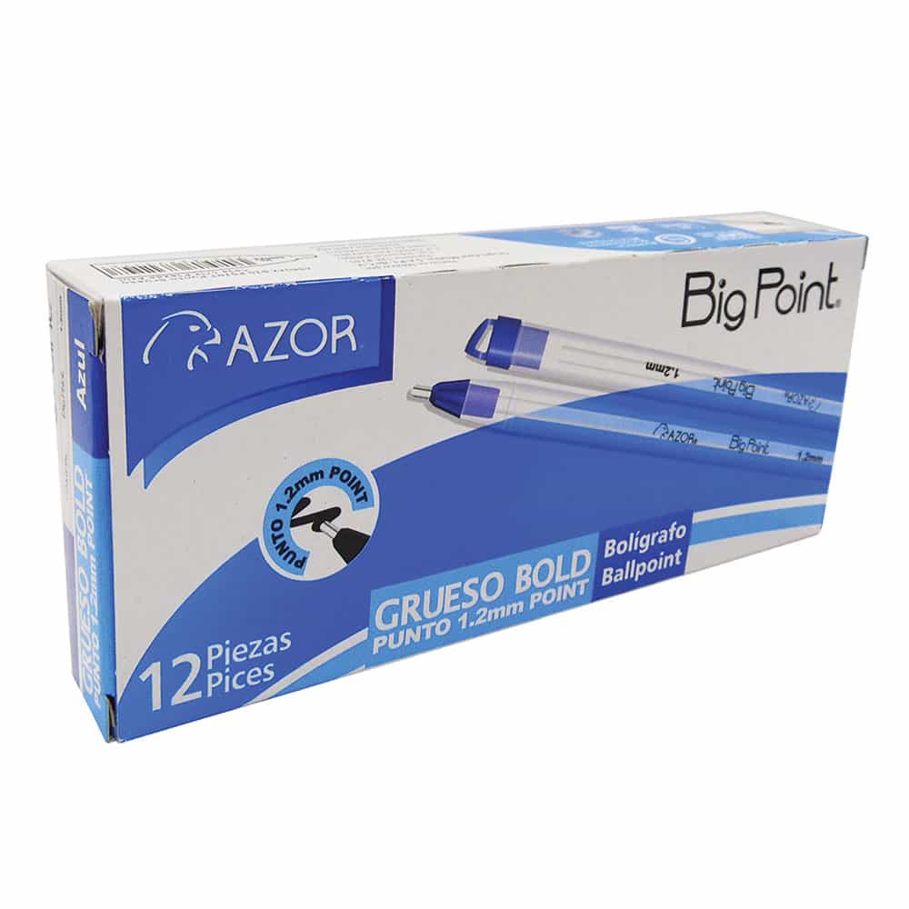 Bolígrafos Azor Big Point Punto Grueso 1.2 Mm 12 Piezas Elegir Color