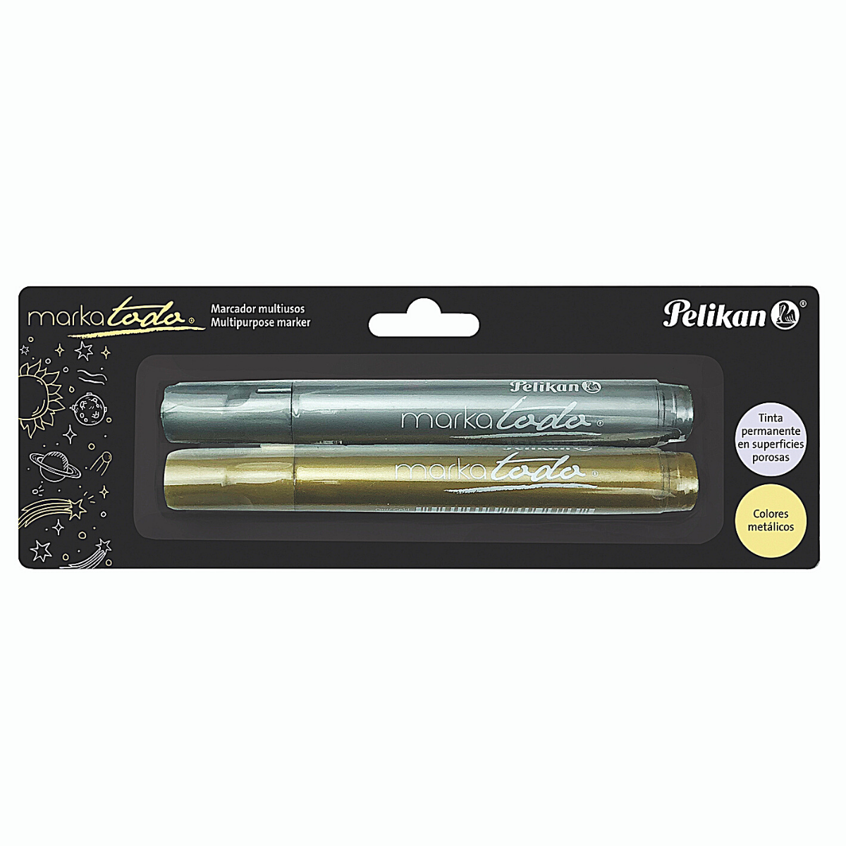 Marcadores Oro Plata Color Metálico Pelikan Markatodo 2 Piezas