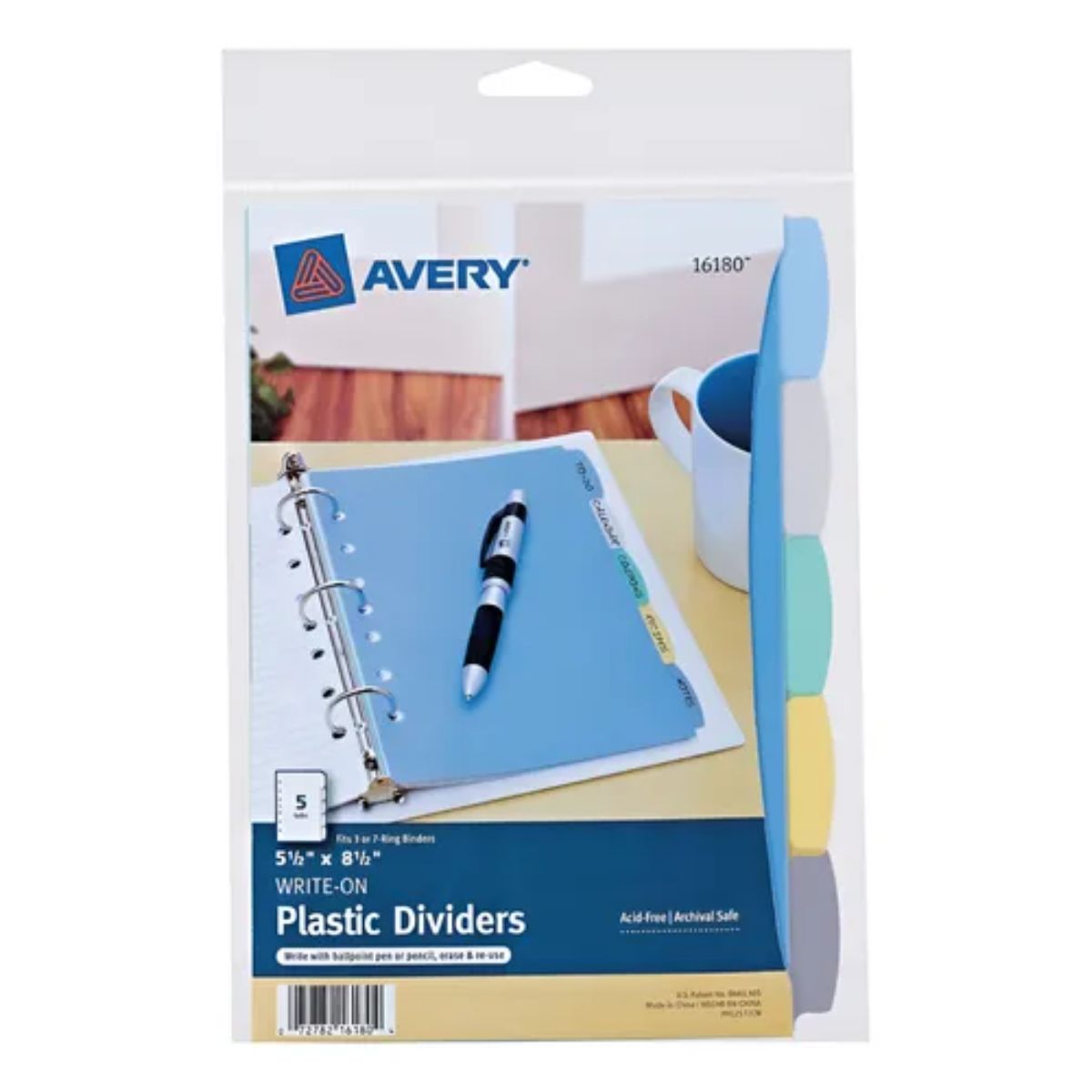 5 Separador Tamaño Esquela Avery Pestañas Borrables Colores