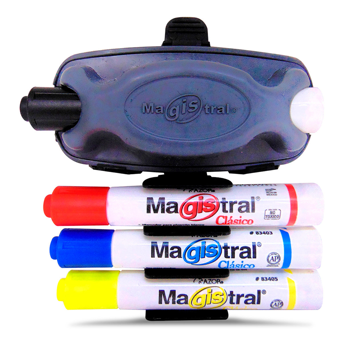 Marcadores Azor para Pizarrón Blanco Magistral Clásico 4 Piezas + Borrador