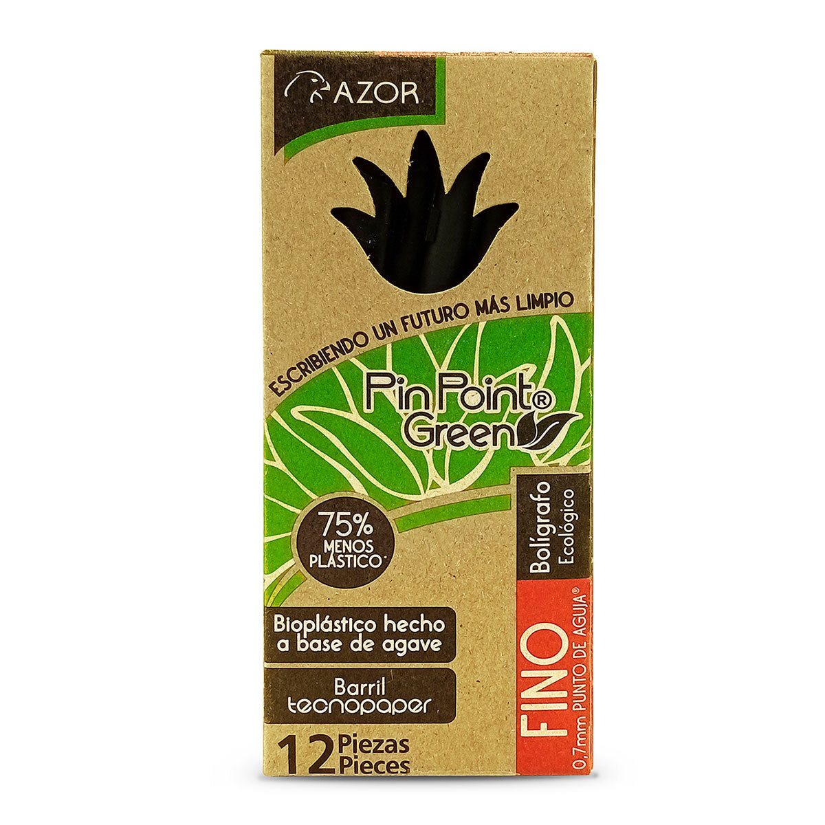 Bolígrafos Plumas Azor Pin Point Ecológico Fino 0.7mm 12 Piezas Elige Color