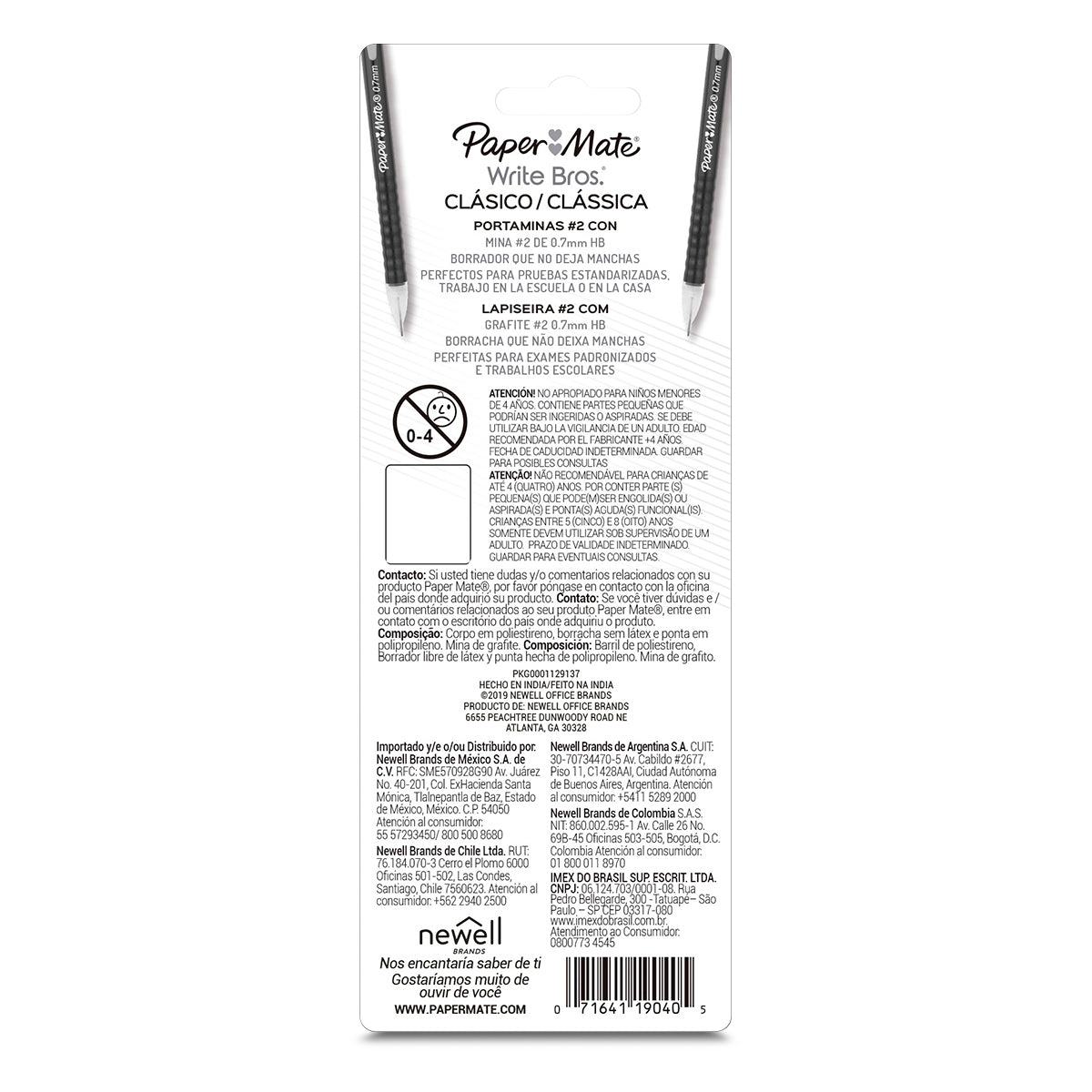 Lapicero Portaminas Paper Mate 0.7 Mm 3 Piezas