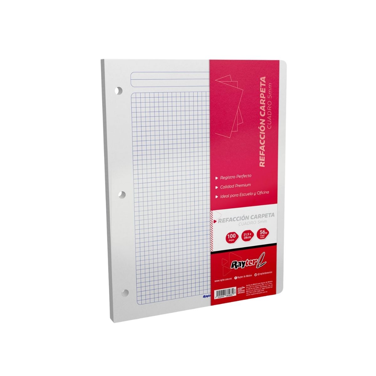 100 Hojas Repuesto Carpeta Rayter Tamaño Carta A Elegir 56g Cuadro Chico