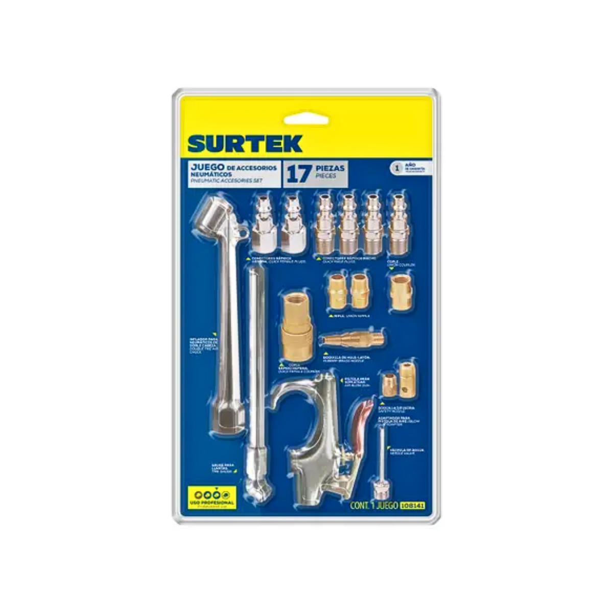 Juego Accesorios Neumáticos Surtek 17 Pzs