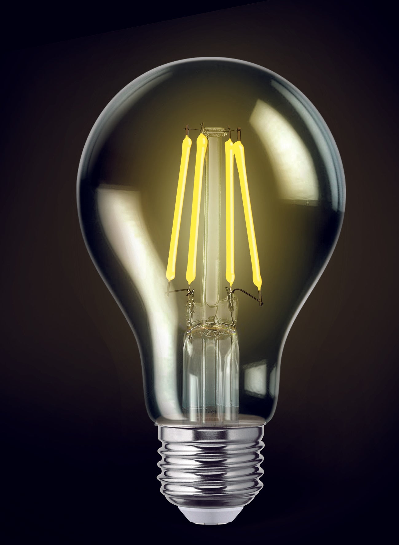 Foco LED Aksi 4W A19 Filamentos Traslúcida Color Amarillo E27 127V