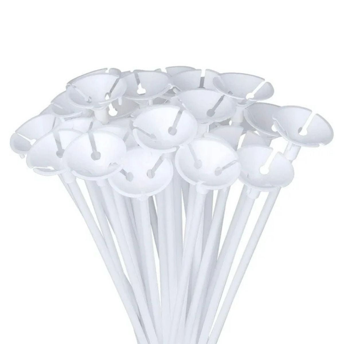 100pz Porta Globos Paquete Copas Varas 40cm Transparentes