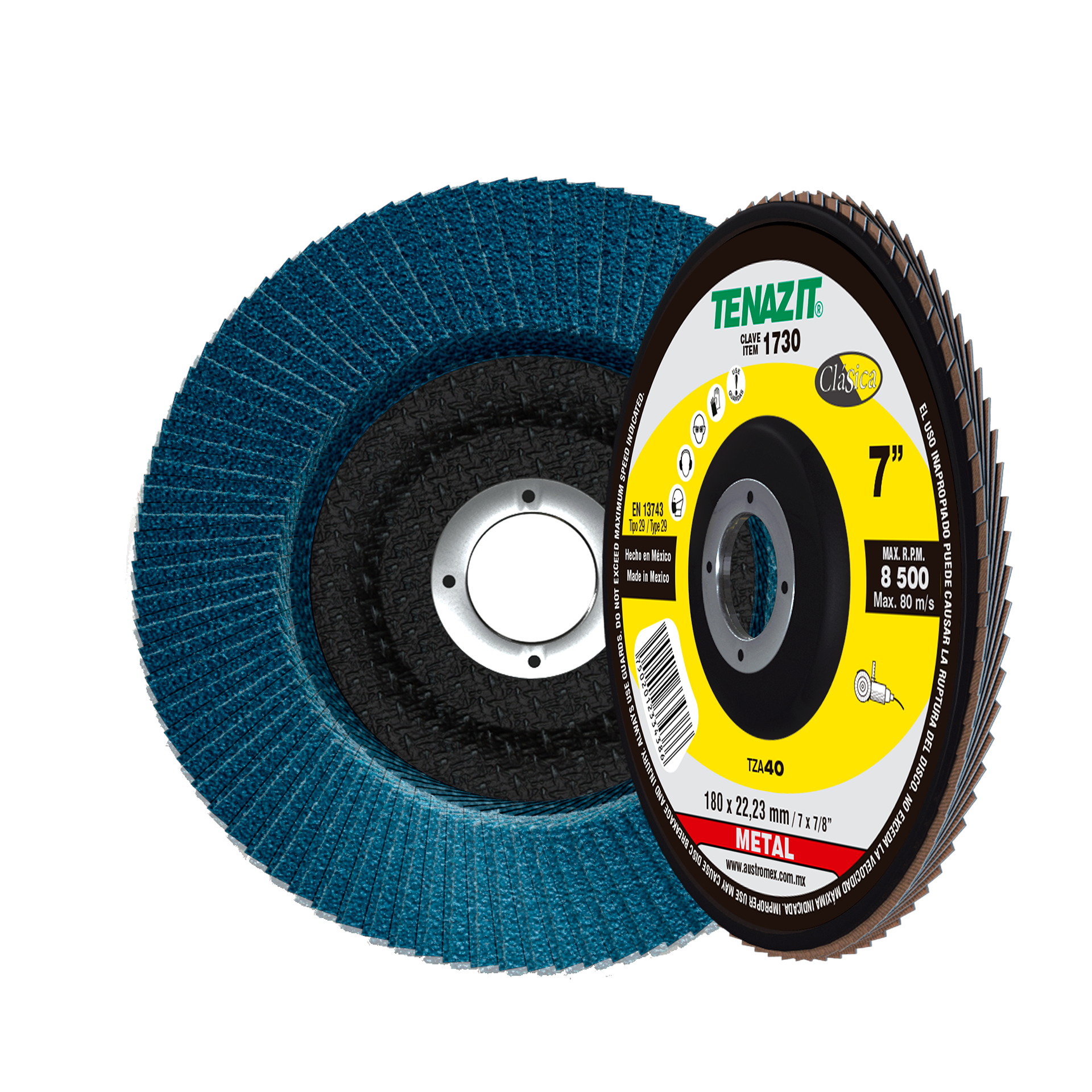 10 Piezas Disco Laminado Tenazit 1730 7x7/8 G-40 Zirconio