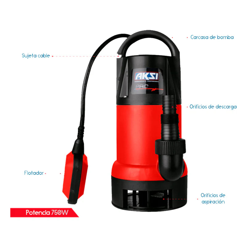 Bomba Sumergible 350W AKSI 191302 Agua Limpia 127V