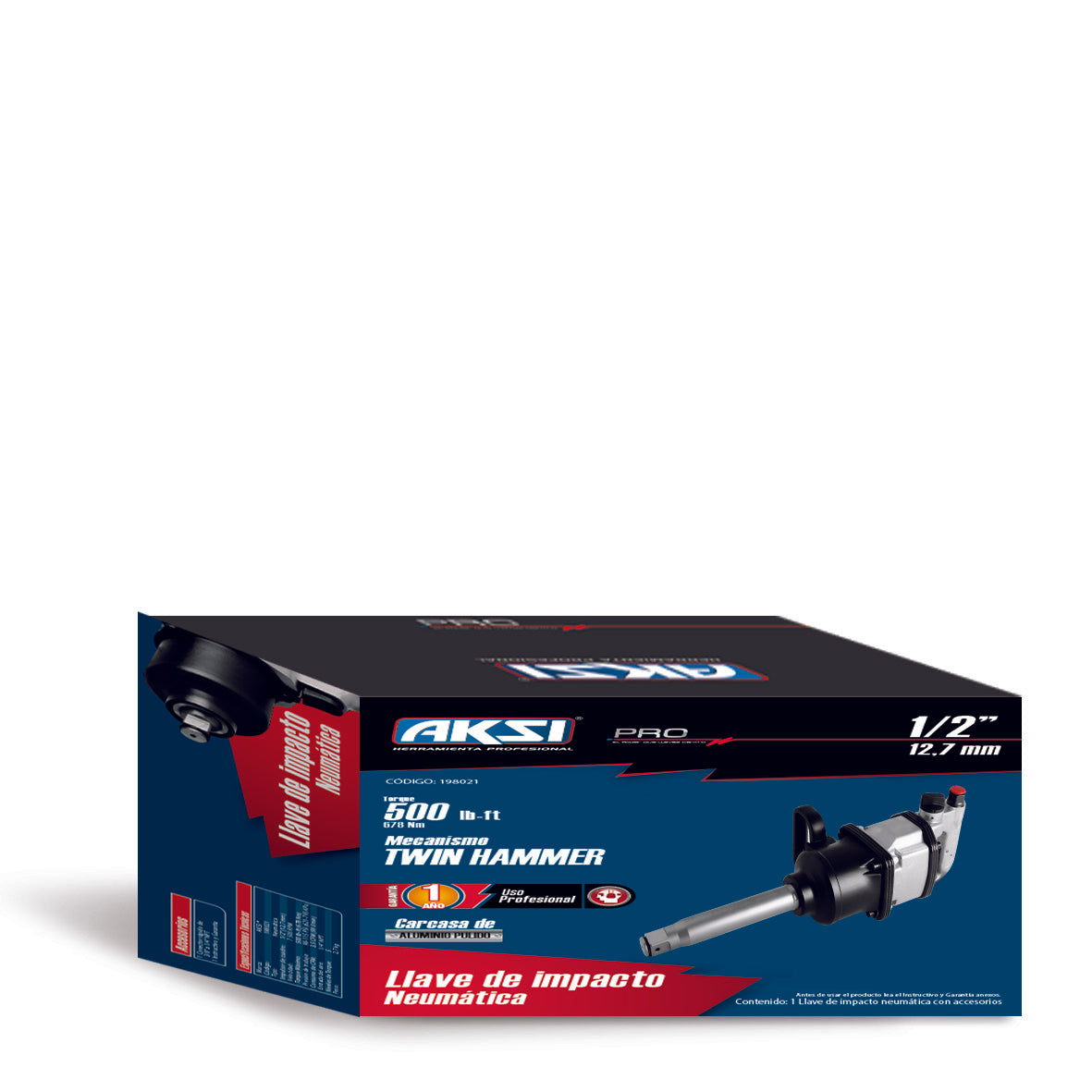 Llave Neumática De Impacto Grande 1 Pulgada Aksi Pro Color Negro