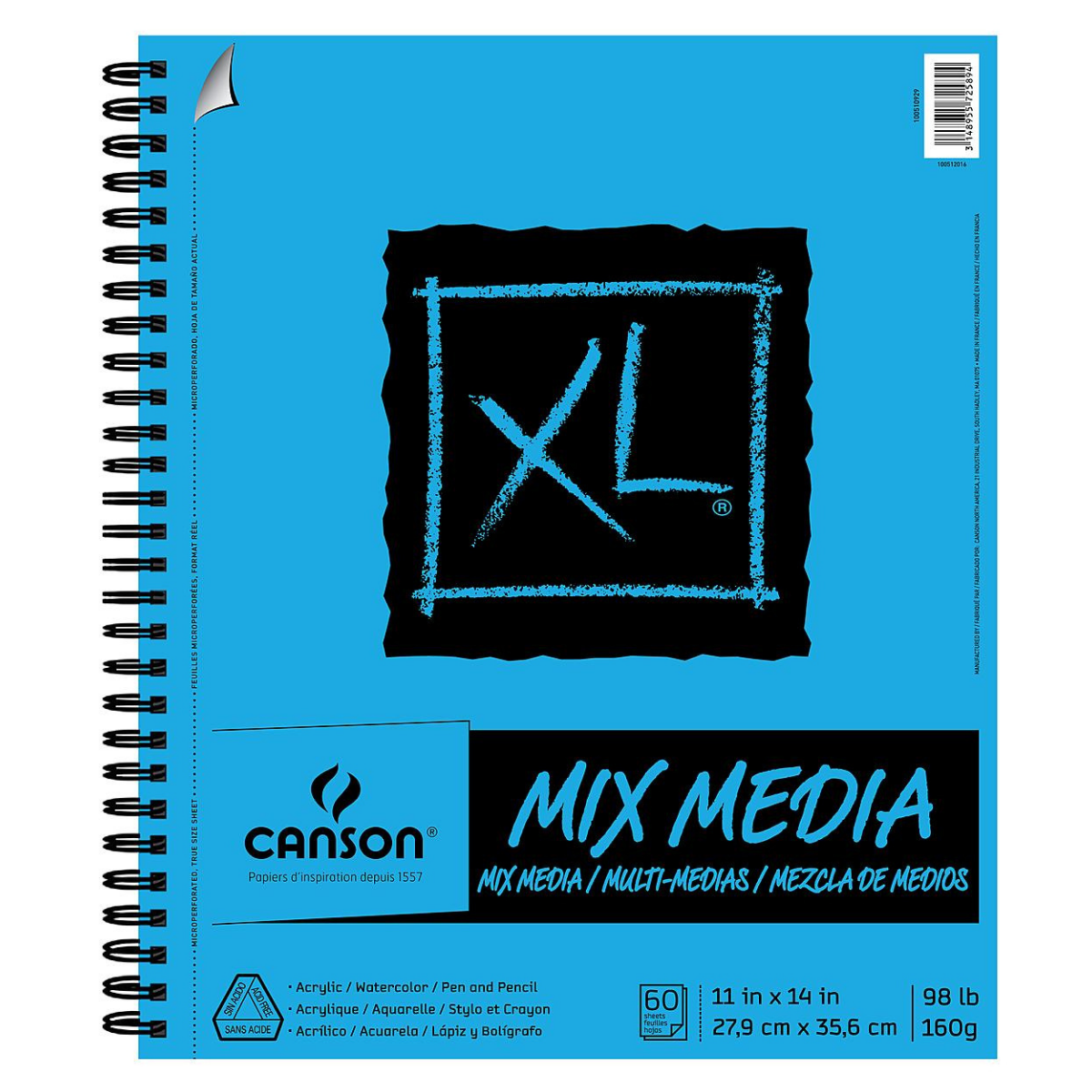 Cuaderno Block Canson Xl Mix Media Album Dibujo 27.9 X 35.6