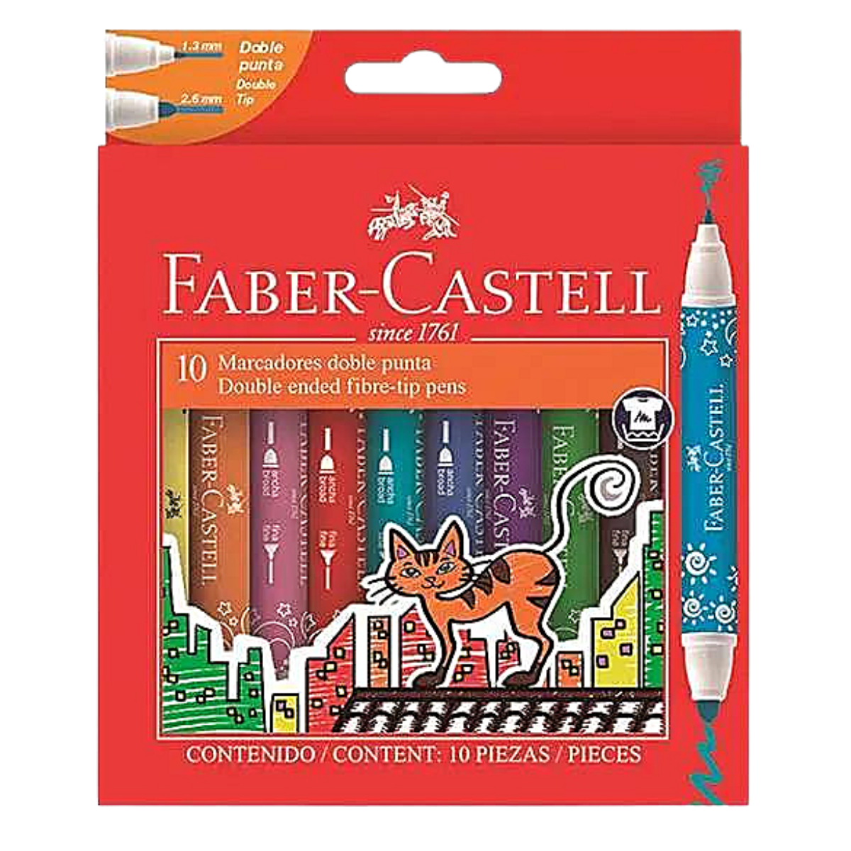 Plumones Gruesos Faber Castell Doble Punta 10 Pz - MarchanteMX