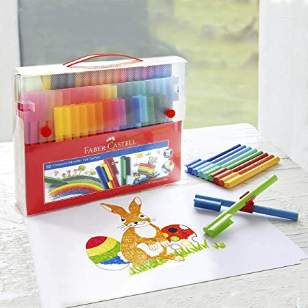 Plumones de Colores Lavables Faber Castell Estuche Rígido 80 Pz - MarchanteMX