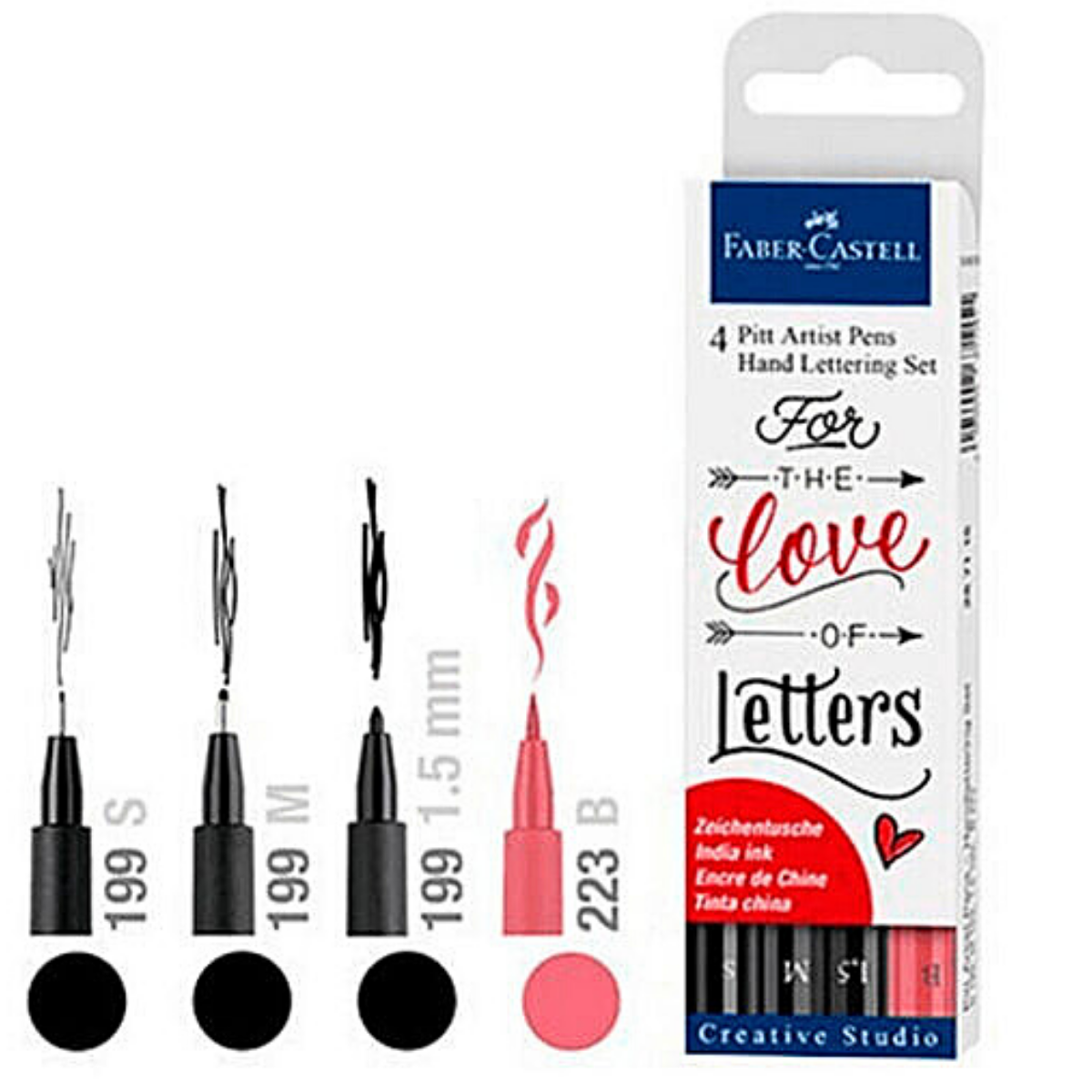 Rotuladores Negro/Rojo Faber Castell Profesionales 4 Pz - MarchanteMX