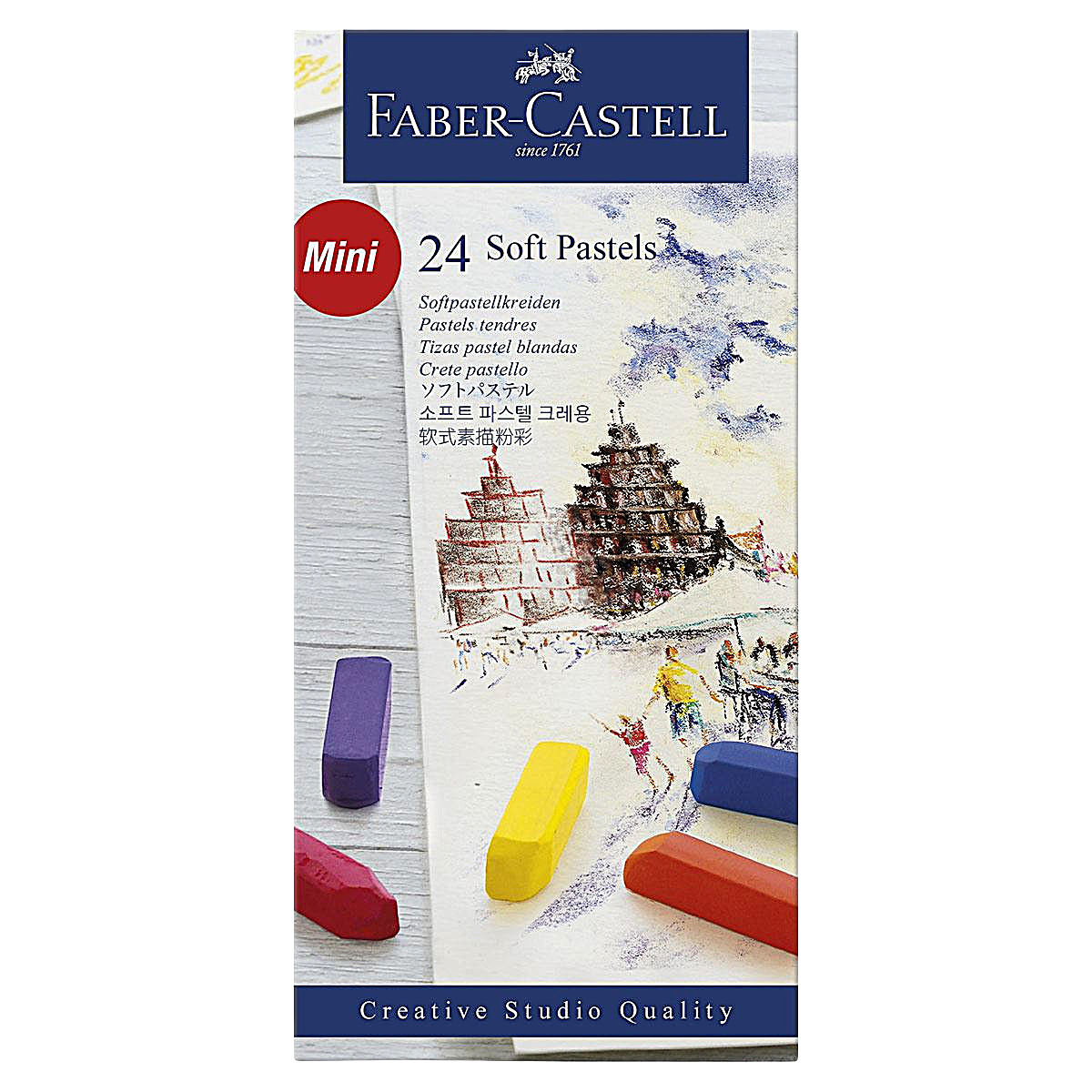 Tizas Pasteles Suaves Blandos Mini Faber Castell Estuche 24 Pz - MarchanteMX