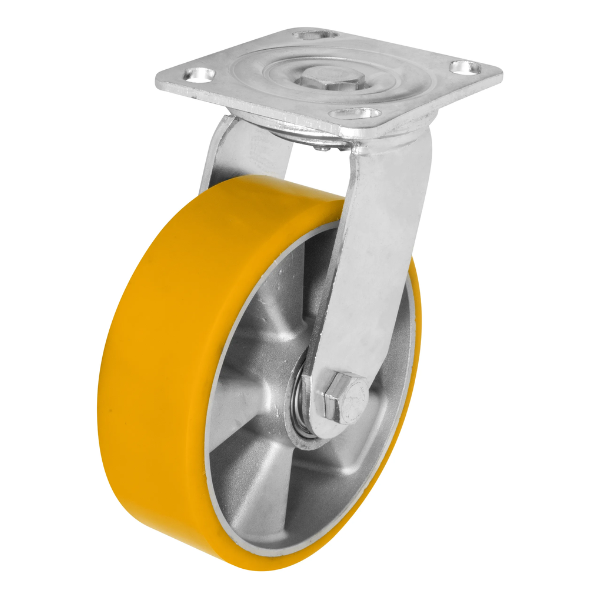 Rodaja De Aluminio PU Naranja Giratoria Con Placa 6" Dogotuls