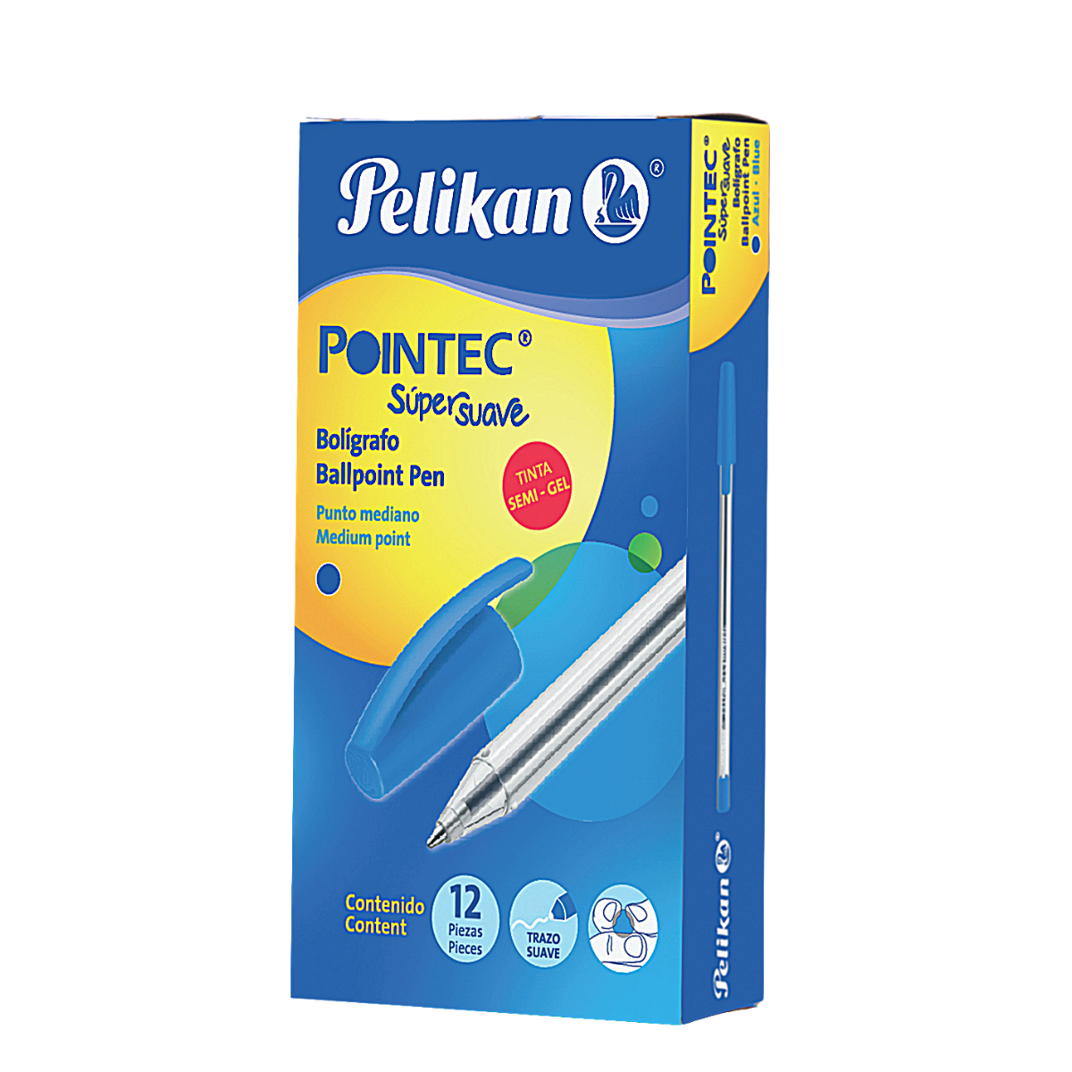 Bolígrafos Pluma Pelikan Mediano Semi Gel Pointec 12 Piezas - MarchanteMX