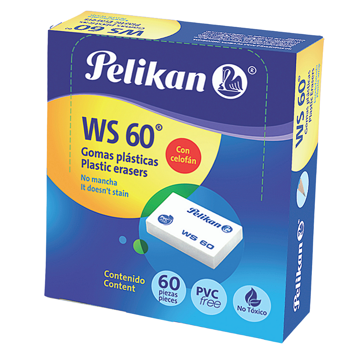Gomas Plásticas Borrador Ws60 Blanca Pelikan 60 Piezas