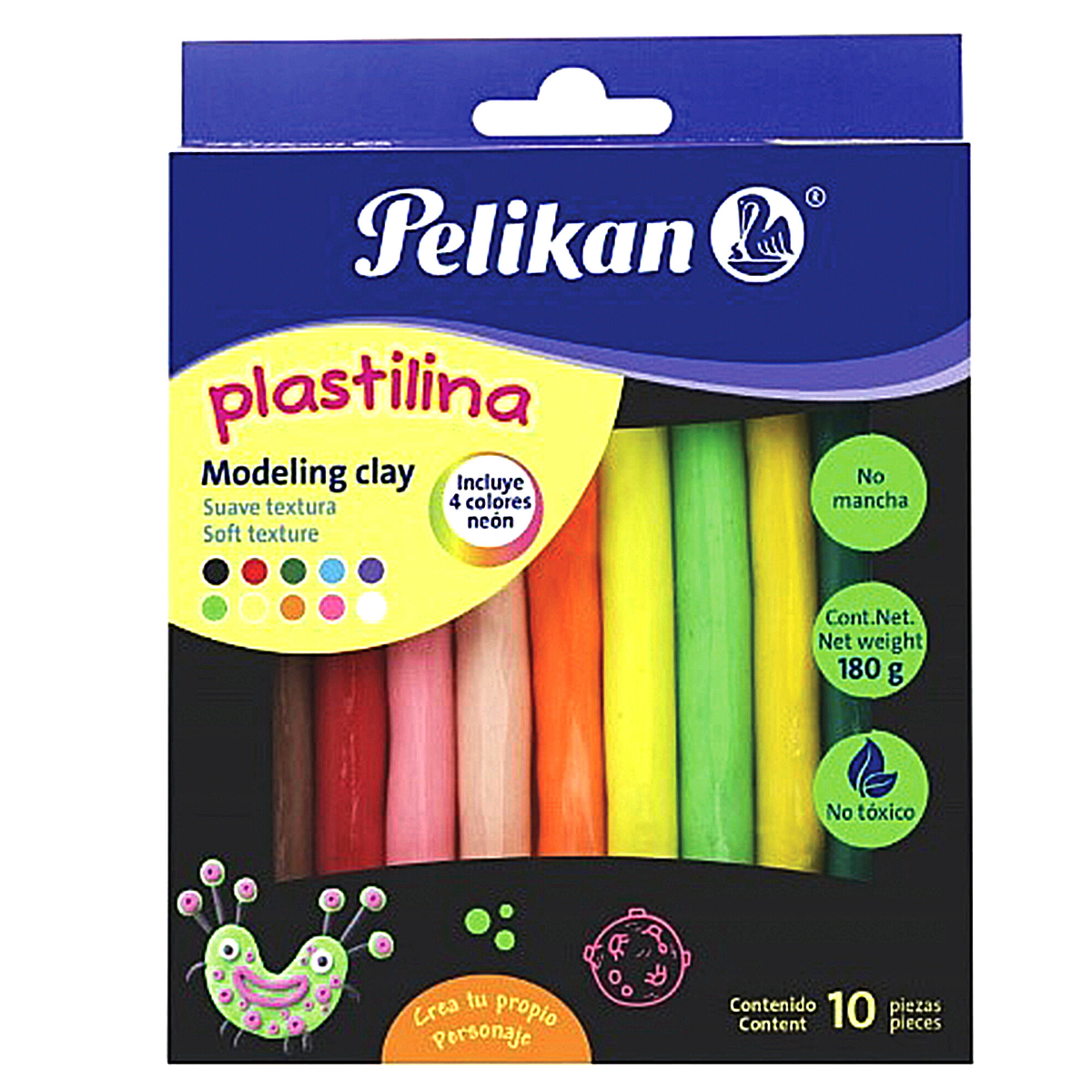 Barras Plastilina Pelikan Colores Neón 10 Piezas