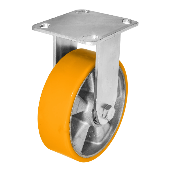 Rodaja De Aluminio PU Naranja Fija Con Placa 6" Dogotuls