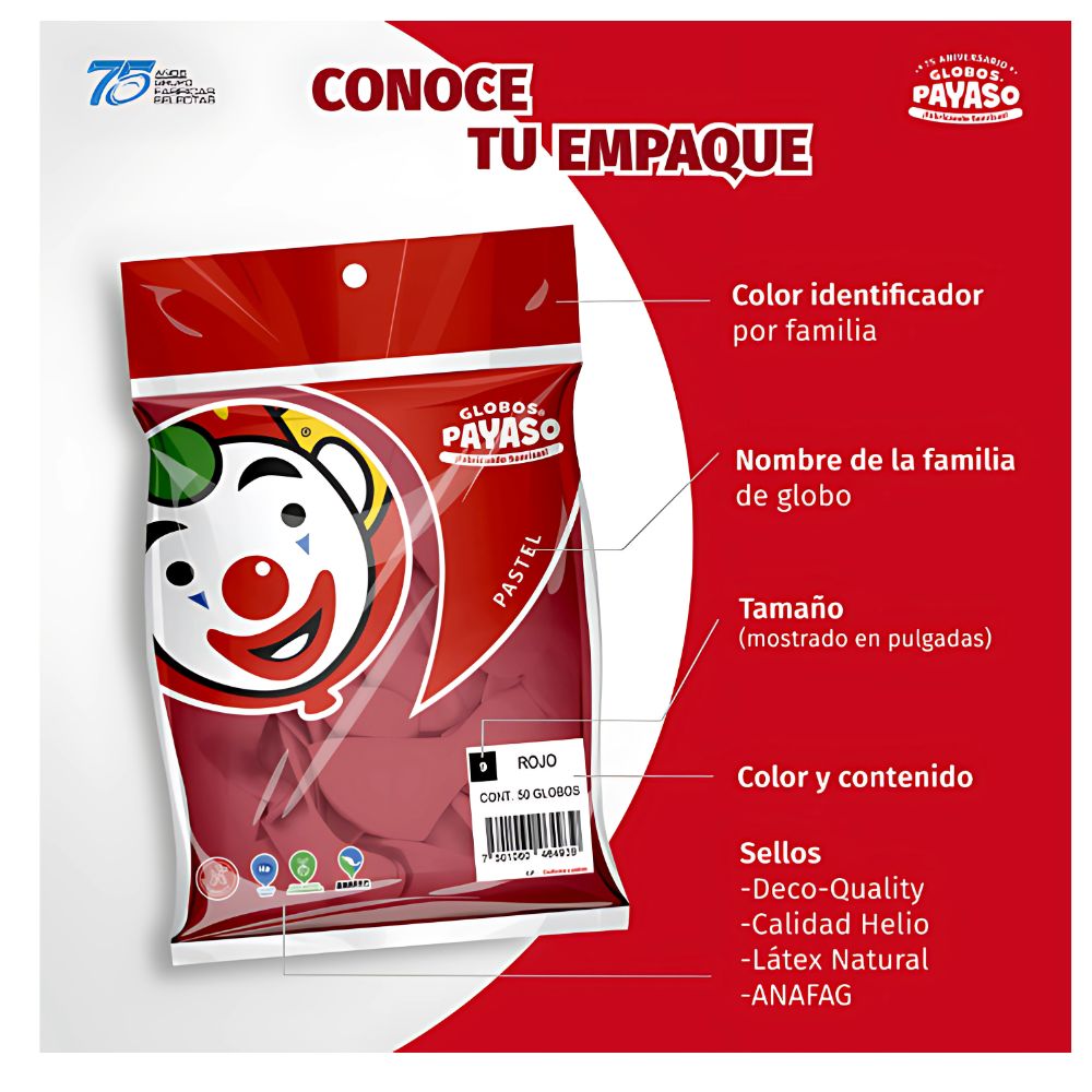 50pz Globos Payaso Largos #270 Elige Color Fiesta Decoracion