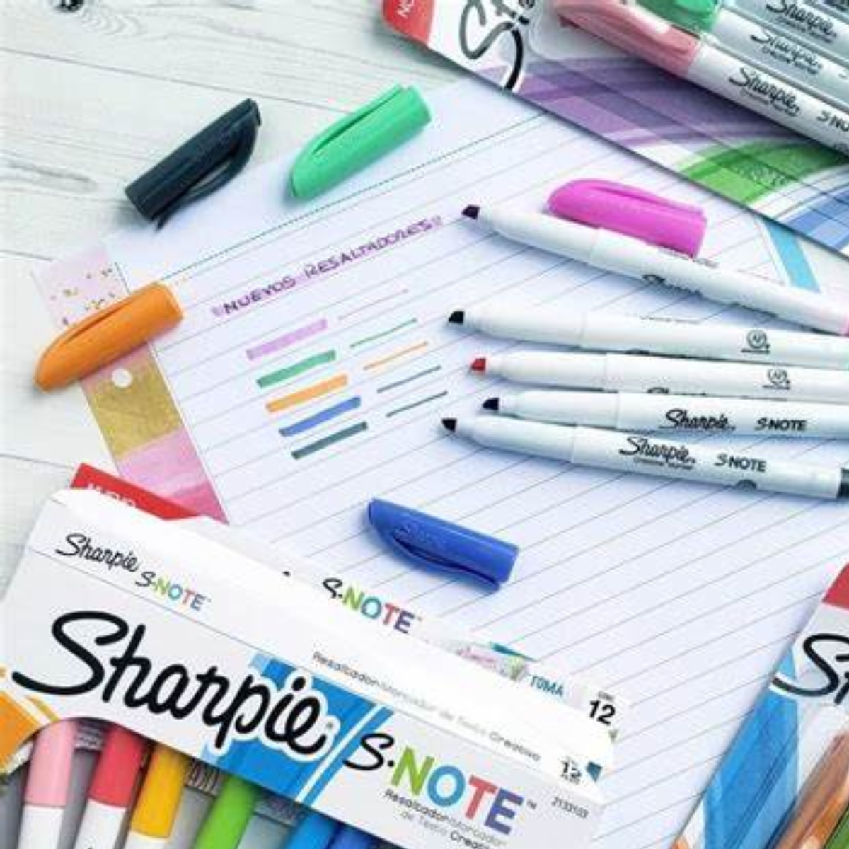 Marcatextos Sharpie S Note Punta Cincel Tonos Pastel 12 Piezas