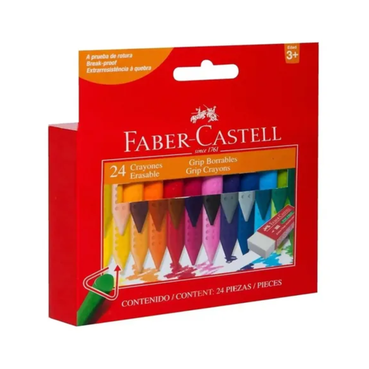 Crayones Borrable Faber Castell Grip Triangular 24 Pz - MarchanteMX
