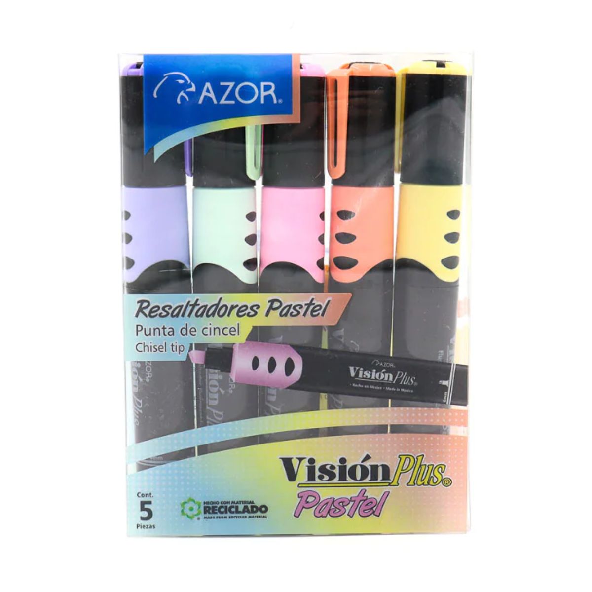 Marcatextos Azor de Colores Fluorescente Cincel Vision Plus 5 Piezas Elegir Color