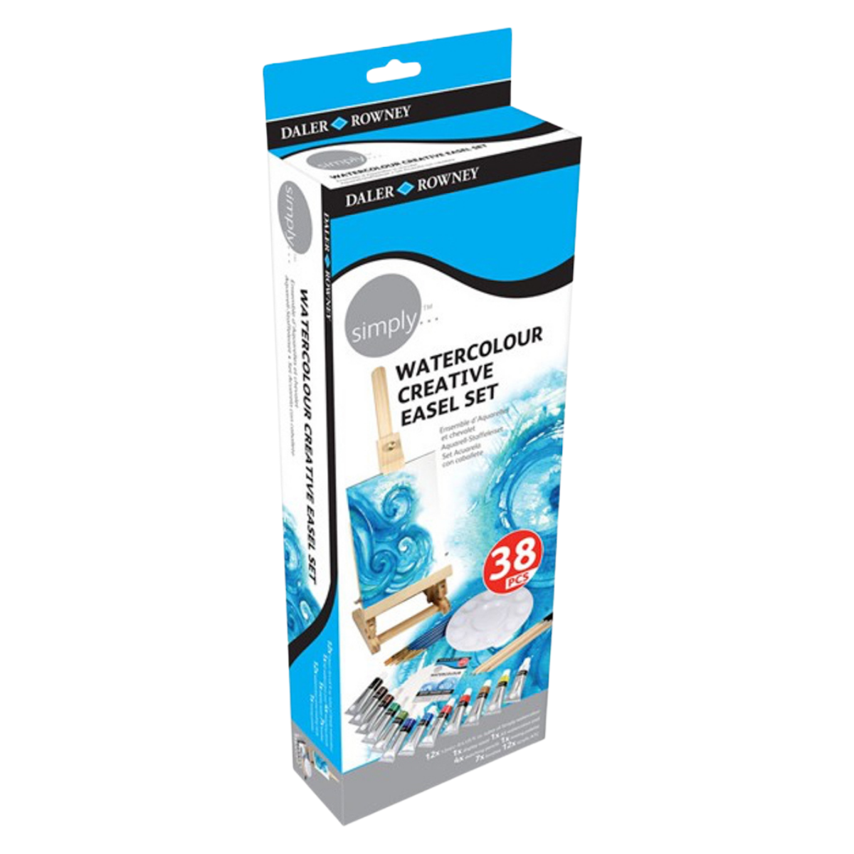 Set Pintura Acuarela Con Caballete Daler Rowney Simply 38 Piezas