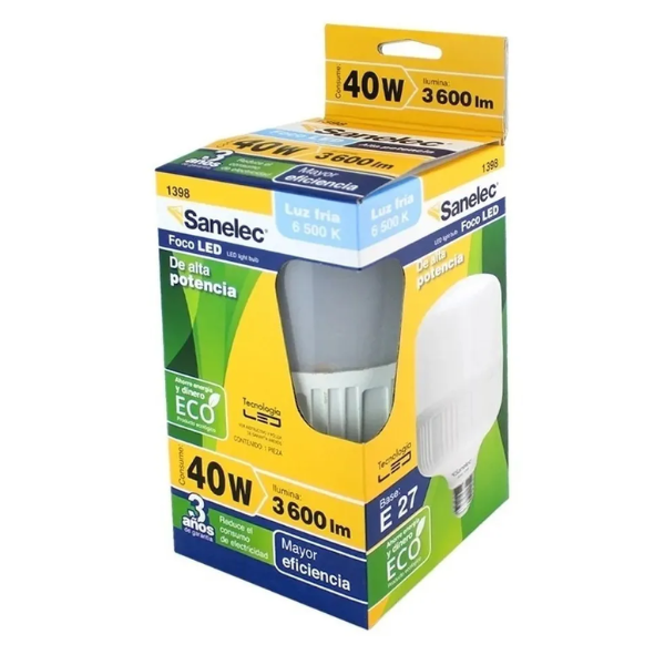 Foco Led De Alta Potencia 40w Luz Fría Sanelec Luz Blanco Frío