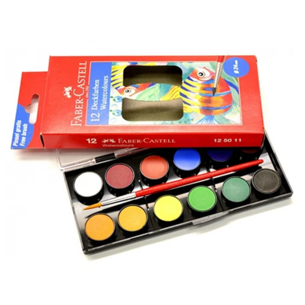 Acuarelas Infantil Faber Castell 24mm Estuche 12 Pz - MarchanteMX
