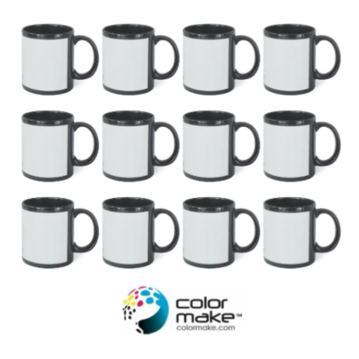 12 Pz Taza Negra Ventana Blanca 11 Oz Color Make Sublimar