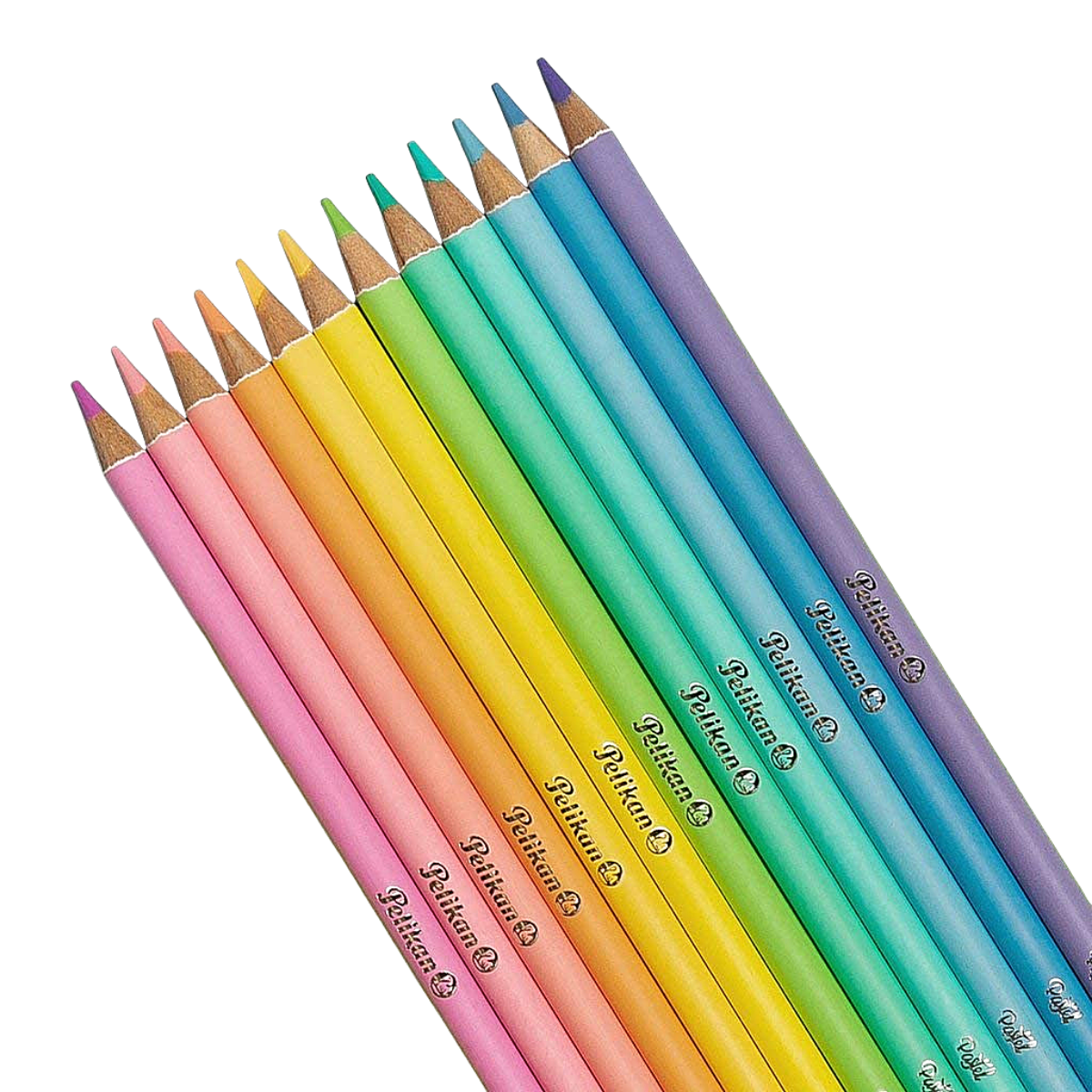 Lápices de Colores Pastel Redondos Largos 3.3mm Pelikan 12 Piezas