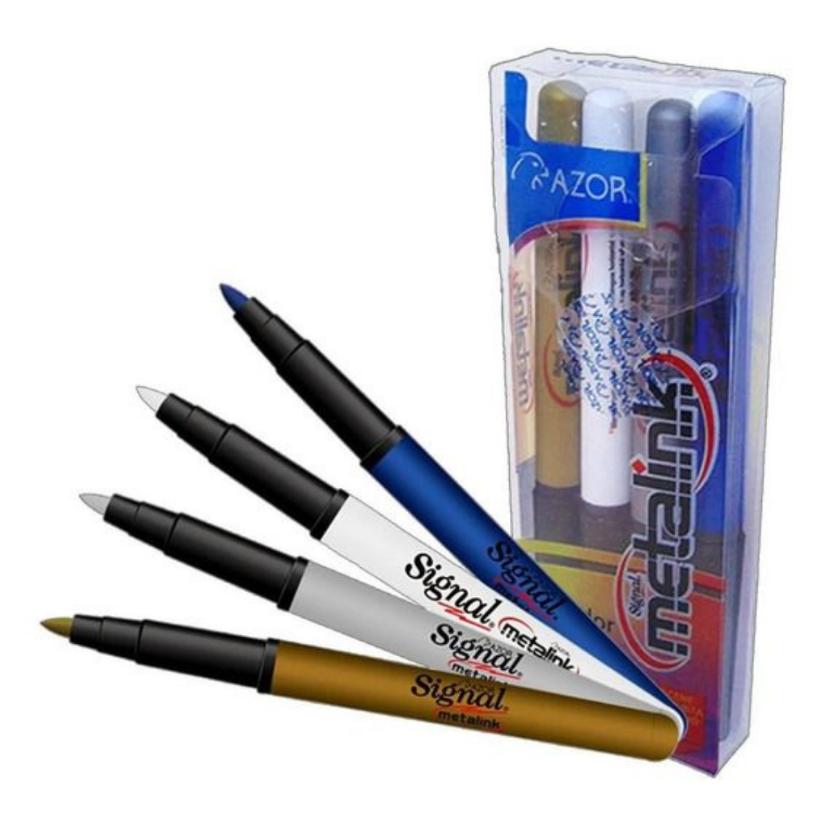 Marcadores Plumones Azor Metalicos Permanentes Punto Fino 4 Piezas