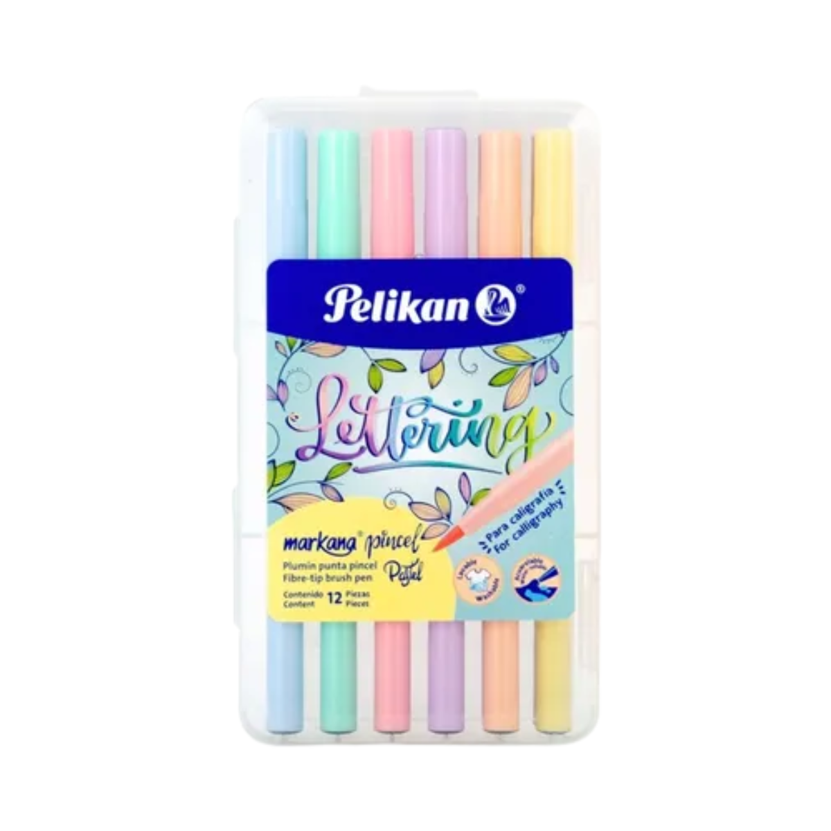12 Pz Plumones Markana Pelikan Punta Pincel Colores Pastel