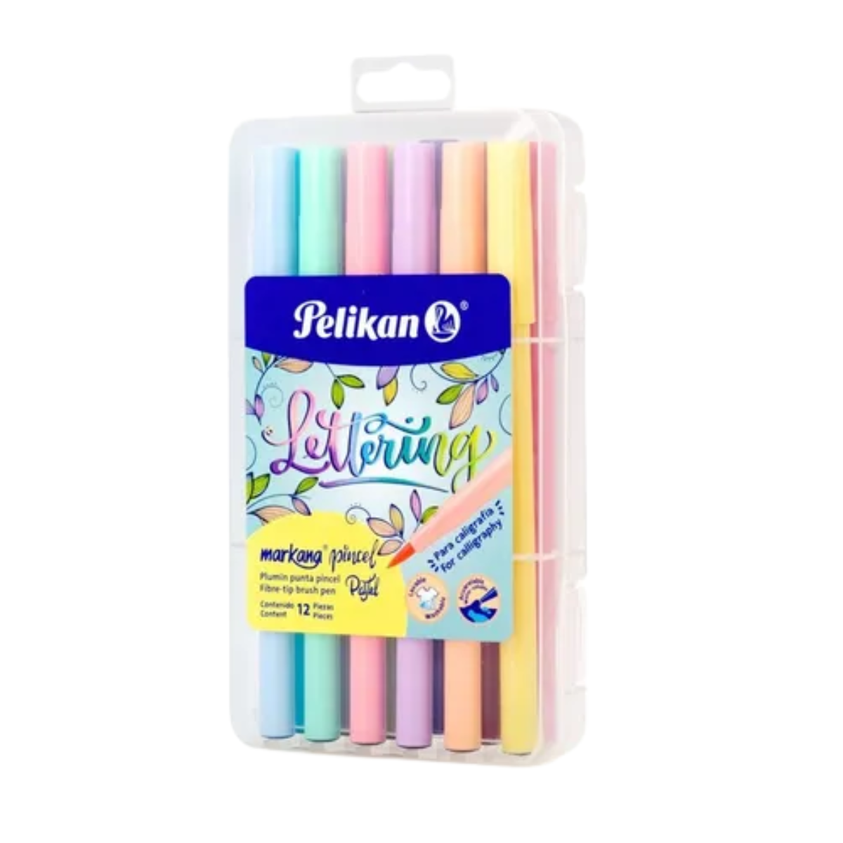 12 Pz Plumones Markana Pelikan Punta Pincel Colores Pastel