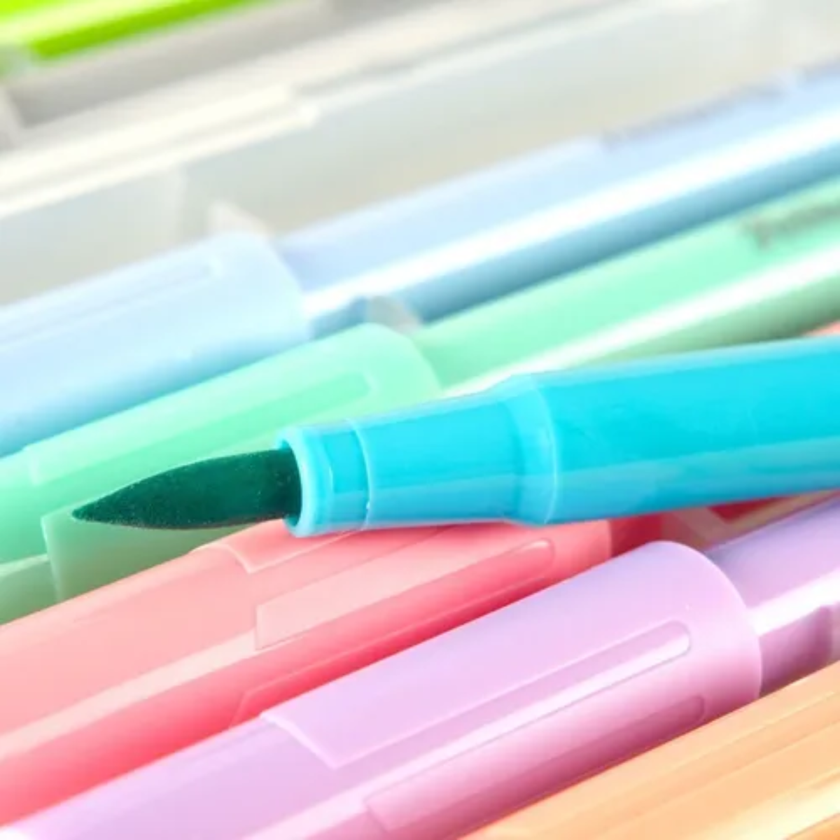 12 Pz Plumones Markana Pelikan Punta Pincel Colores Pastel