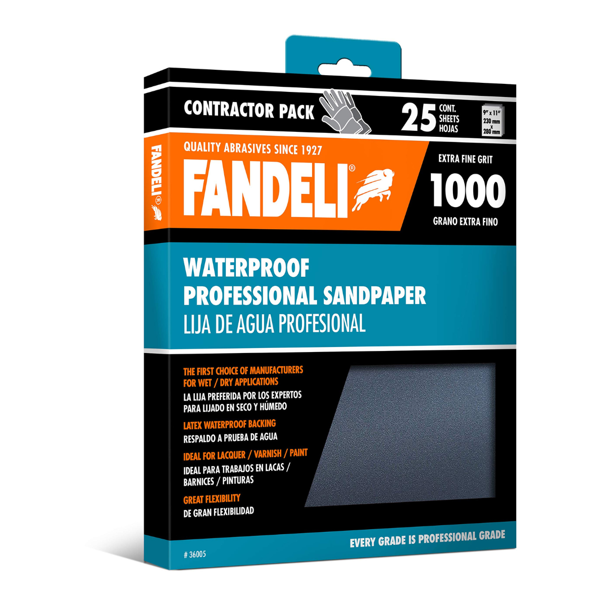 Kit 25 Hojas Lija Agua Grano Extra Fino 1000 9x11 Fandeli