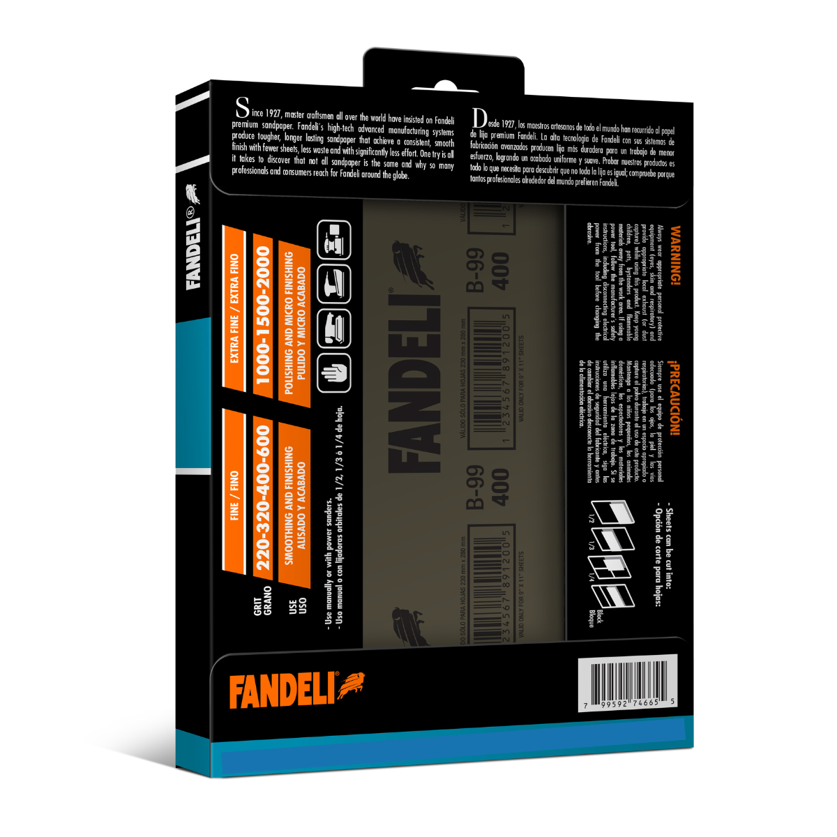 Kit 25 Hojas Lija Agua Grano Extra Fino 1000 9x11 Fandeli