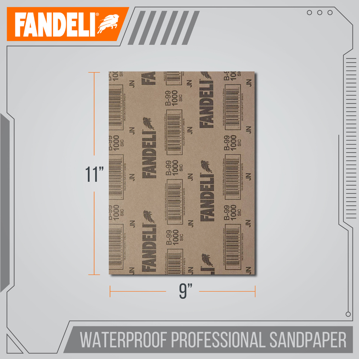 Kit 25 Hojas Lija Agua Grano Extra Fino 1000 9x11 Fandeli