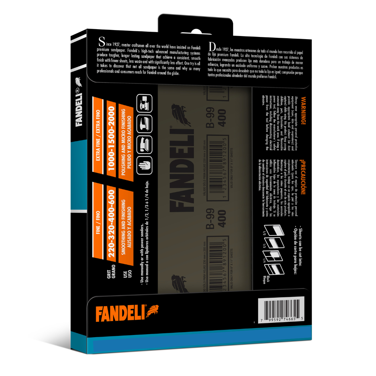 Kit 25 Hojas Lija Agua Grano Extra Fino 1500 9x11 Fandeli