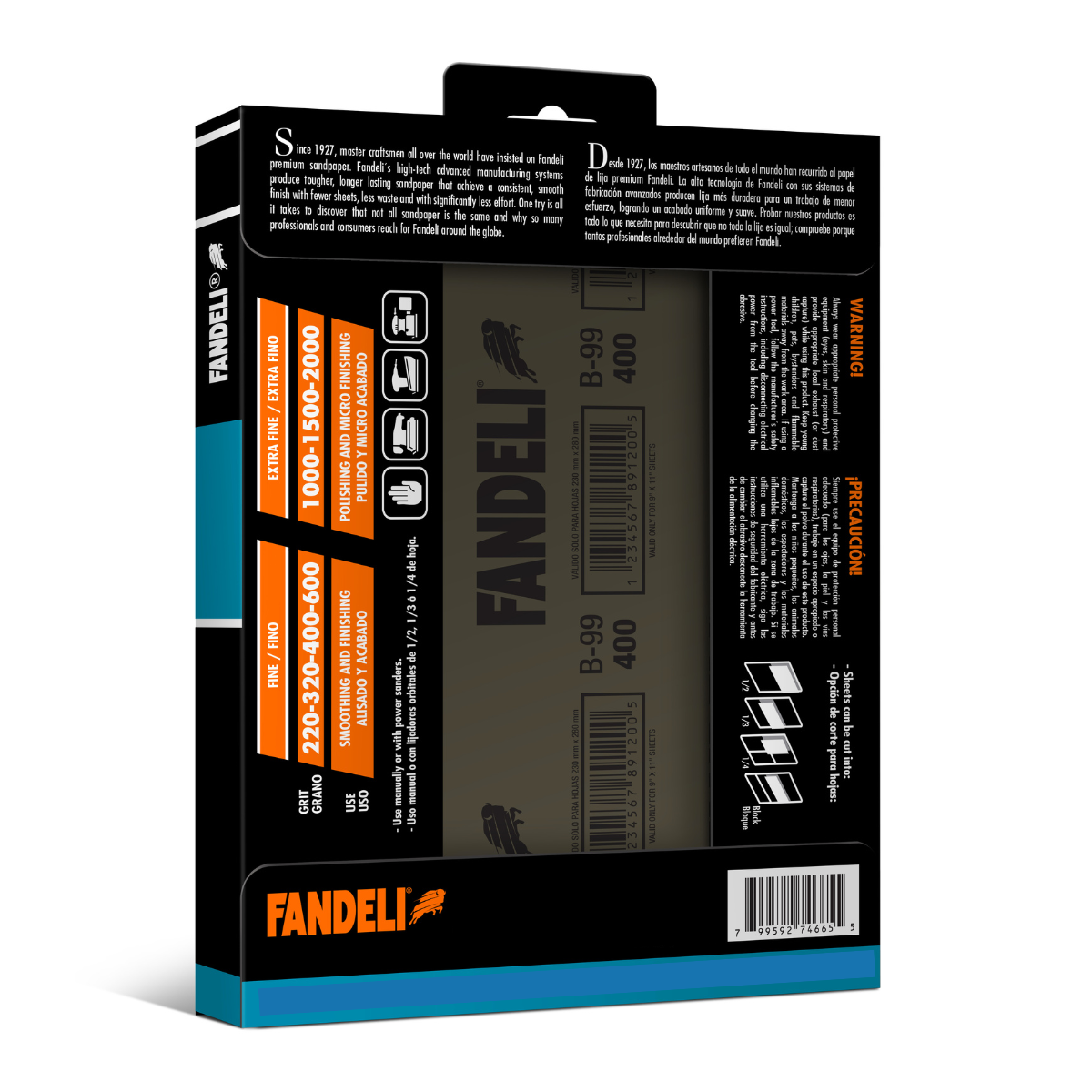 Kit 25 Hojas Lija Agua Grado 2000 9x11 Extra Fino Fandeli