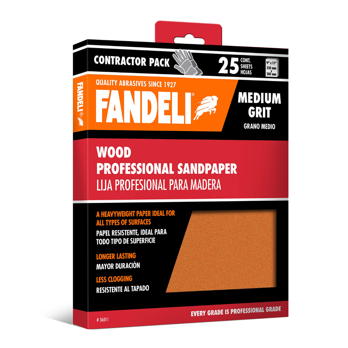 Kit 25 Hoja Lija Madera Profesional Grano Medio 9x11 Fandeli