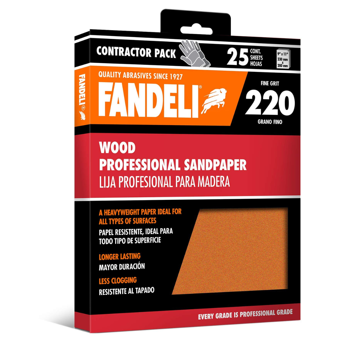 Kit 25 Lija Madera Profesional Grano Extra Fino 9x11 Fandeli