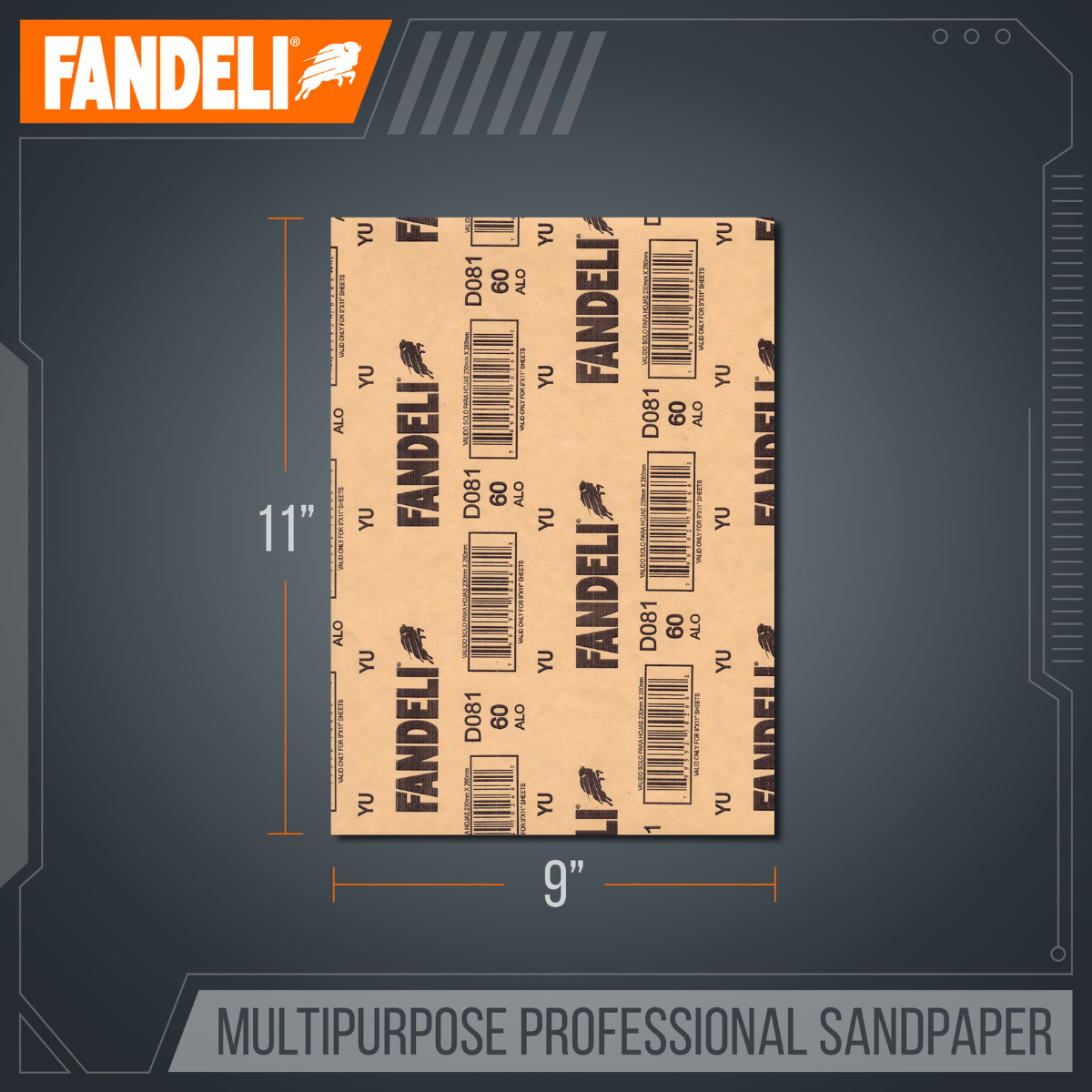 Kit 25 Lija Profesional Multiusos Grano 60 Grueso Fandeli