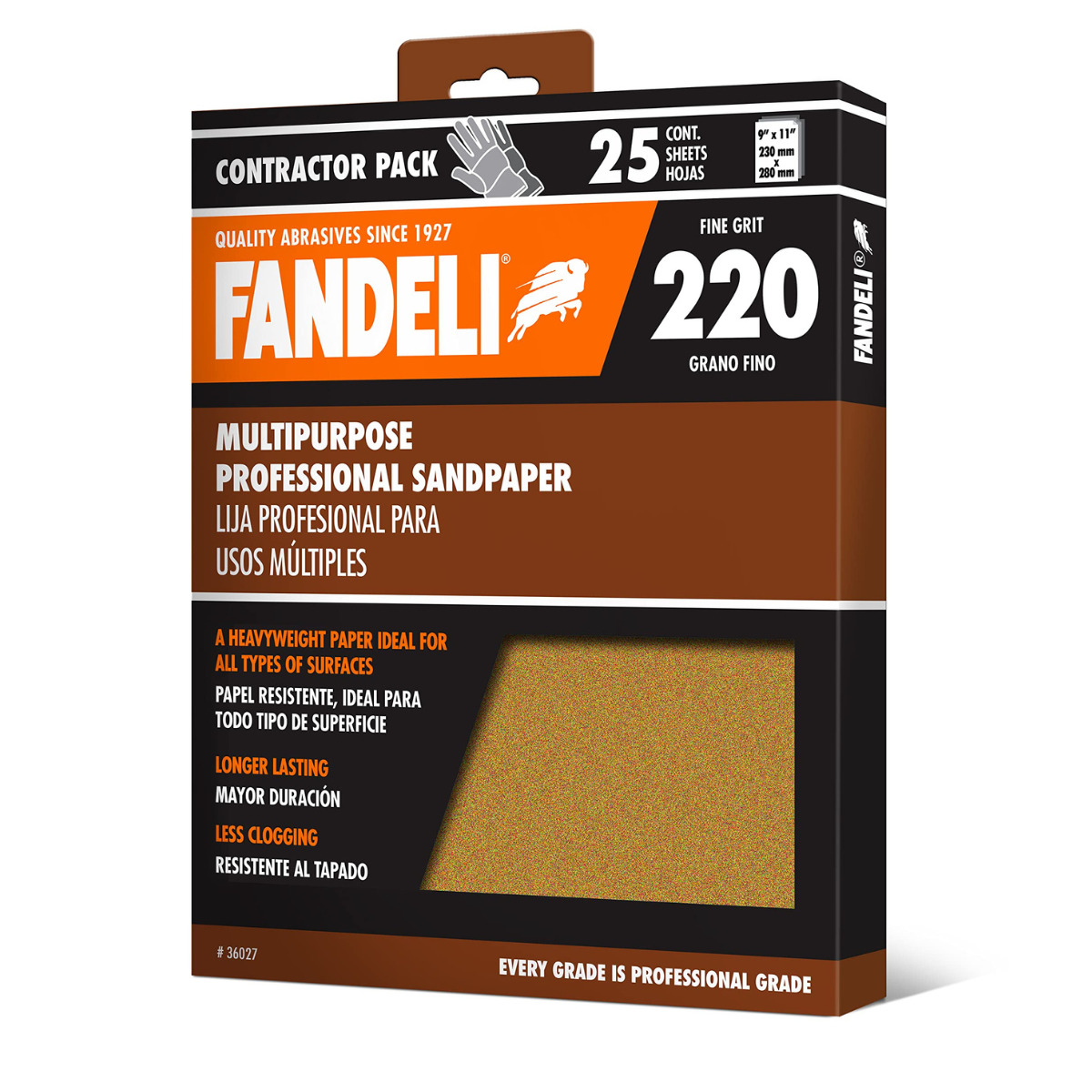 Kit 25 Lija Multiusos Profesional Grano 220 9x11 Fandeli